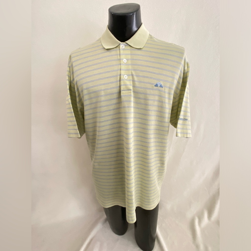 Marbas Polo Men’s Large Yellow Stripe Cotton Made In Italy W/ Estero C.C. Logo
